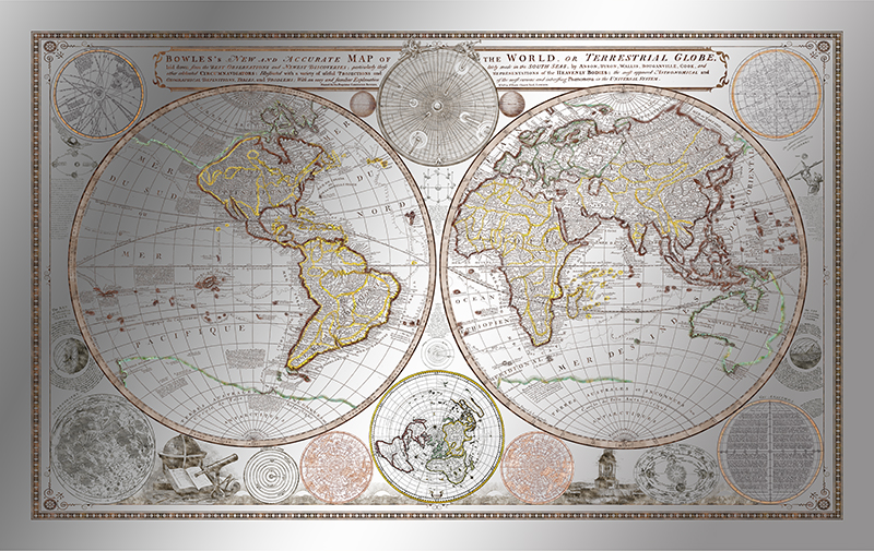银色的世界地图