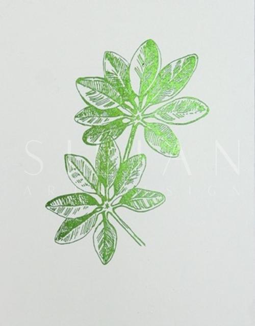 Green Foil Leaf Collection III