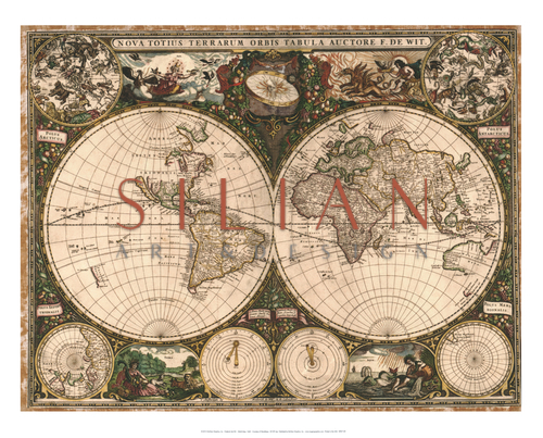 世界地图，1660年