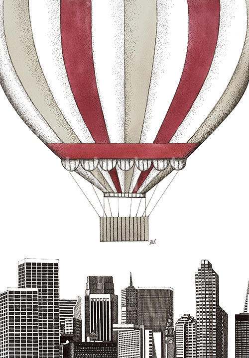 Hot Air Balloons And  Building I 