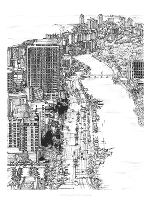 黑白都市风景-迈阿密